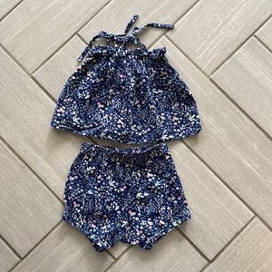 Tea collection Shoulder Tie Top & Bloomers in Sea Print 2T